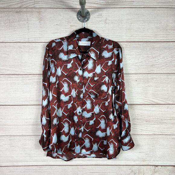 Equipment Plus Size Bradner Print 100% Silk Button Front Blouse Size 0X - Picture 2 of 8